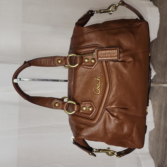 COACH Ashley Madison English Tan Convertible Leather Satchel - Picture 5 of 14